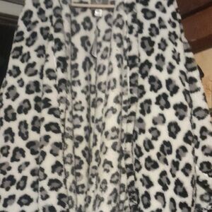Pj Couture Black and White Animal Print Coat